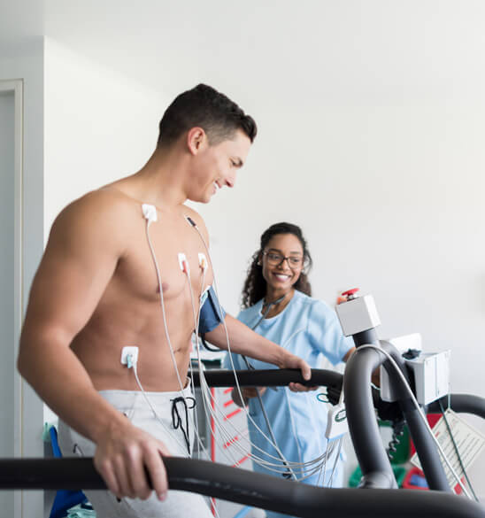 top cardiologist in NJ conducting cardiac testing on a man 