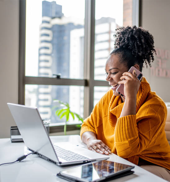 woman talking on the phone 