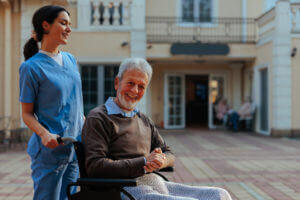 patient and nurse smiling